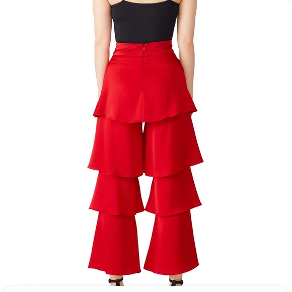 Osman Red Felix Ruffle Trousers layered wide leg high rise 12 - Picture 4 of 15